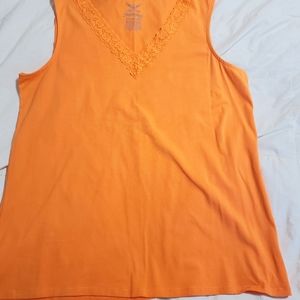 2x orange lace trim tank